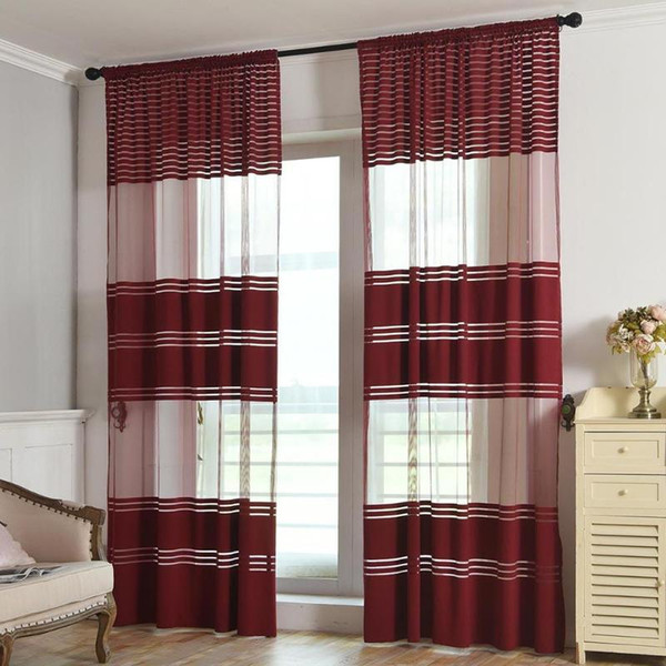 Elegant Black White Polyester Cloth Modern Simple Striped Bedroom Sheer Window Curtains for Living Room String Tulle Curtain