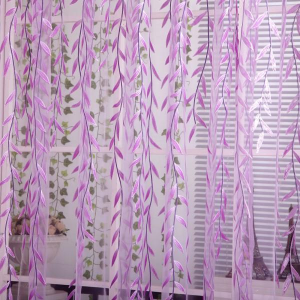 sheers curtains Wholesale Willow leaf Tulles 3d Window Sheer Curtains for Living Room cortinas for Bedroom Kitchen