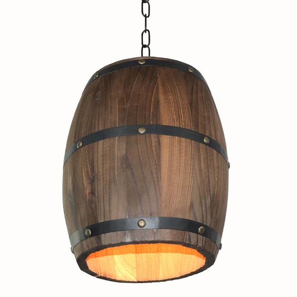 Creative Retro Distinctive Wood Wine Barrel Hanging Fixture Ceiling Pendant Decoration Lamp Lighting Bar Restaurant Cafe Ceiling Light