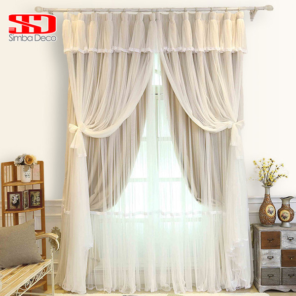 Korean Tassels Voile+Cloth Curtains For Bedroom Living Room Blinds Sheer Veil Blackout Liner Window Tulle Curtains Shading 90%