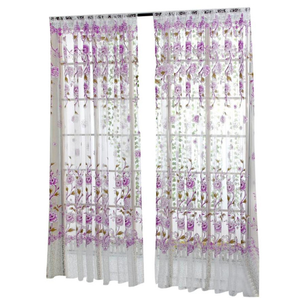 Window Curtain Peony Sheer Curtain Tulle Window Treatment Voile Drape Valance 1 Panel Fabric Dropshipping 18may17