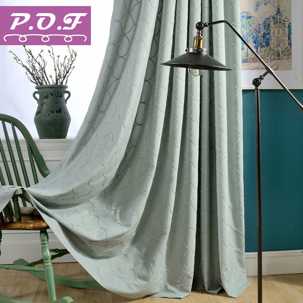 P.O.F New Striped Embroidered Curtians for living room Matching Tulle for bedroom drapes window treatment