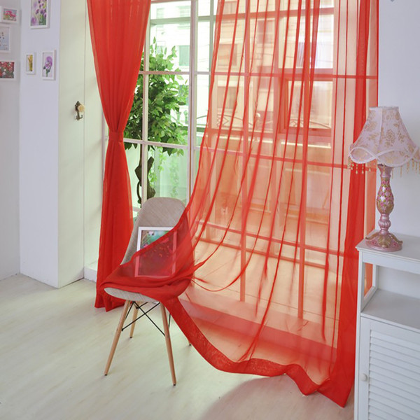 1 PCS Pure Color Tulle Door Window Curtain Drape Panel Sheer Scarf Valances Roller Blinds Hot Sale Drop Ship100*200cm