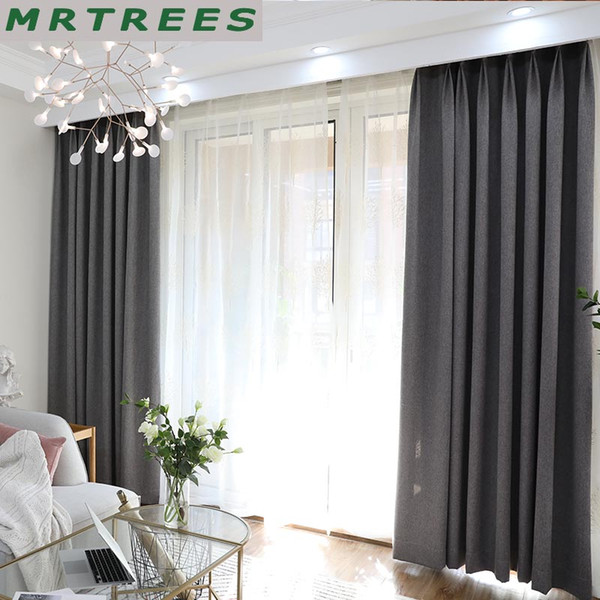 MRTREES Solid Blackout Curtains for Living Room Bedroom Modern Blackout Curtains for Window drapes Blinds Shading 80%