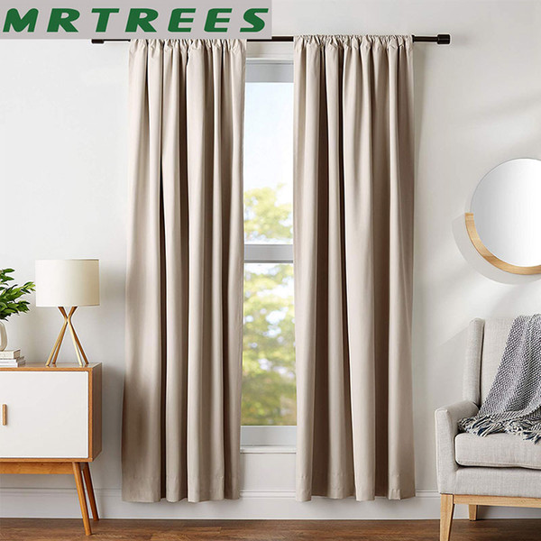 MRTREES Modern Blackout Curtains For Living Room Bedroom Window Treatment Blinds Solid Finished Window Blackout Curtains panel