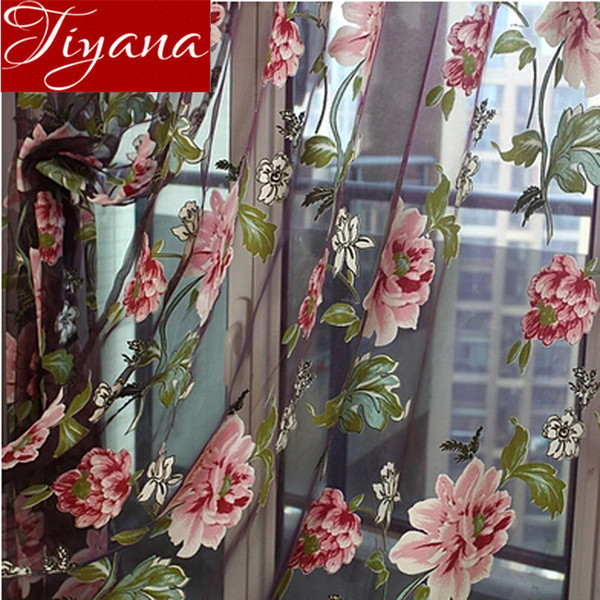 Floral Curtains Burnout Voile Curtain Window Modern Living Room Bedroom Tulle Curtain Kitchen Sheer Fabrics Cortinas T&223 #30