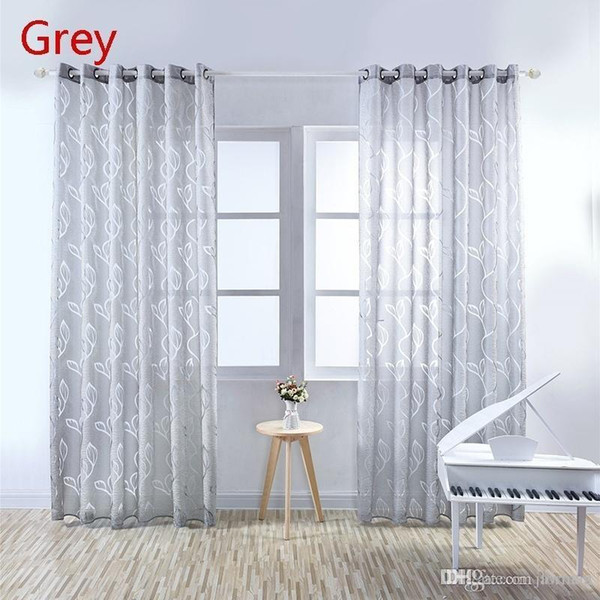 80cm*200cm Lattice Yarn Beauty Leaves Tulle Curtain Window Bedroom Translucent Vine Bubbles 1pcs