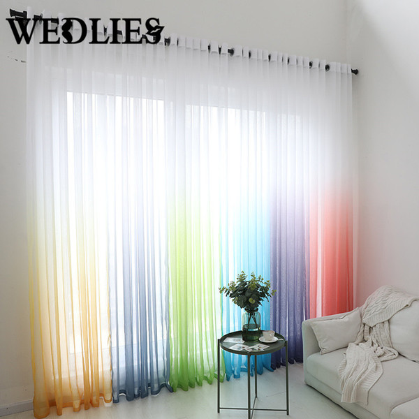 Gradient Color Curtains Tulle Voile Curtain Window Screen Sheer Panels Wedding Decoration Party Curtain Home Textiles 200x100cm