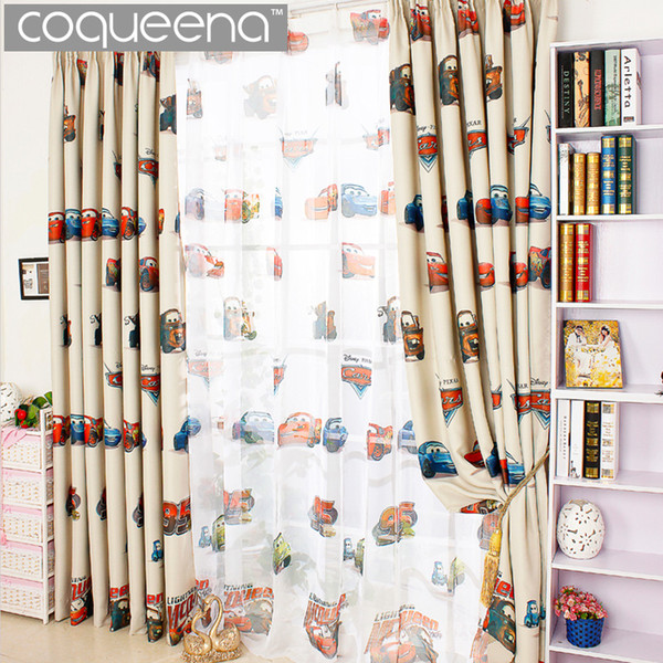 Cartoon Car Curtains for Living Room Boys Bedroom Kids Room Nursery Children Blackout Curtain Drapes Window Panel Beige Cream