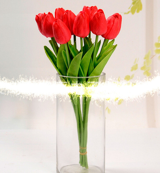 AGI-261 11pcs PU Tulip Real Touch Artificial Flowers Wedding Home Decoration Party Birthday Hotel Decorative Fake Flower