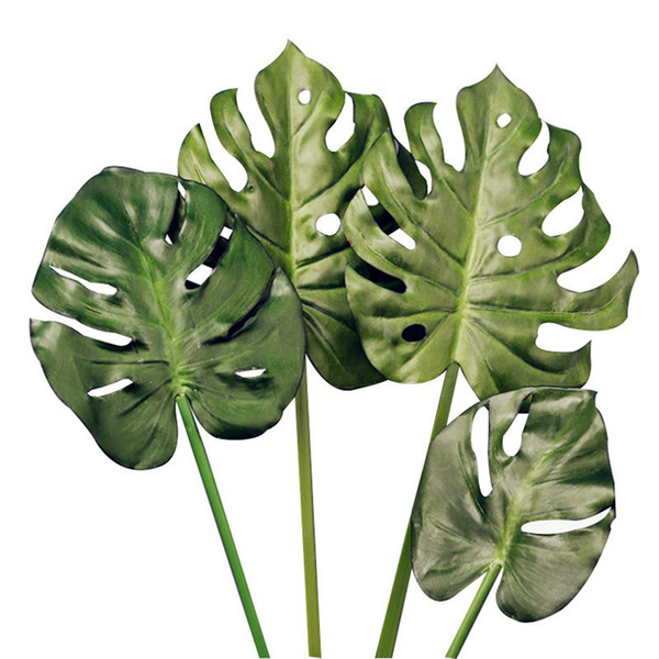 Artificial Monstera Leaf Stem Green Fake leavas Artificial Tropical Palm Leaves Monstera Leaves Home Kitchen Party Decorations Handcrafts