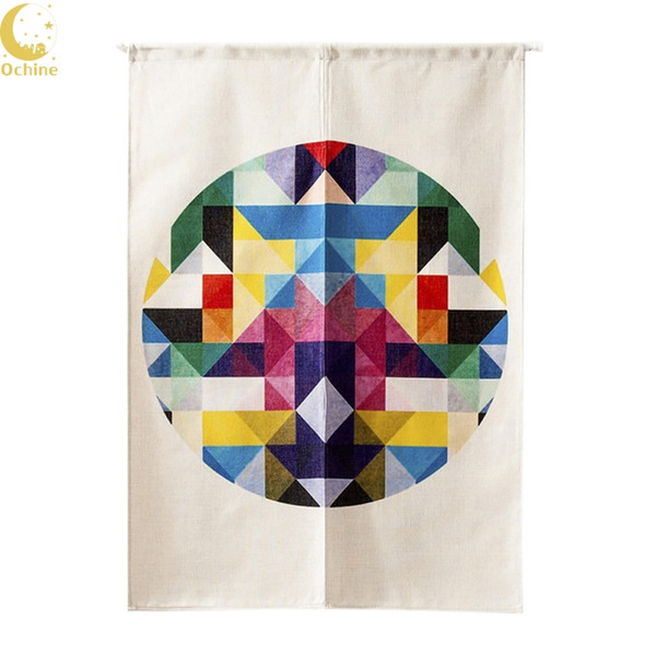 OCHINE 85*120cm Colorful Curtains Geometry Pattern Bedroom Curtain Entrance Half Curtain Decoration