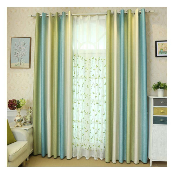 Full shade curtain, finished Mediterranean gradient, vertical stripes, coon and linen curtains, countryside, American country