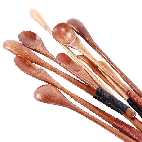 Wooden Coffee Stirring Spoon Eco-friendly Honey Spoons Long Handle Coffee Spoon Kitchen Cooking Teaspoon Tableware set