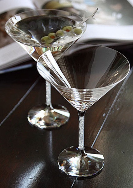 Stemware cocktail glass with moving crystal stem in pair,goblet / champagne glass/ wedlock wedding gift /goblet