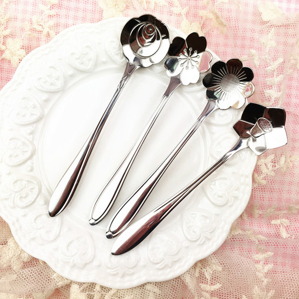 Tea Spoons Flower Shape Stainless Steel Coffee Ice Cream Flatware Cheap Price