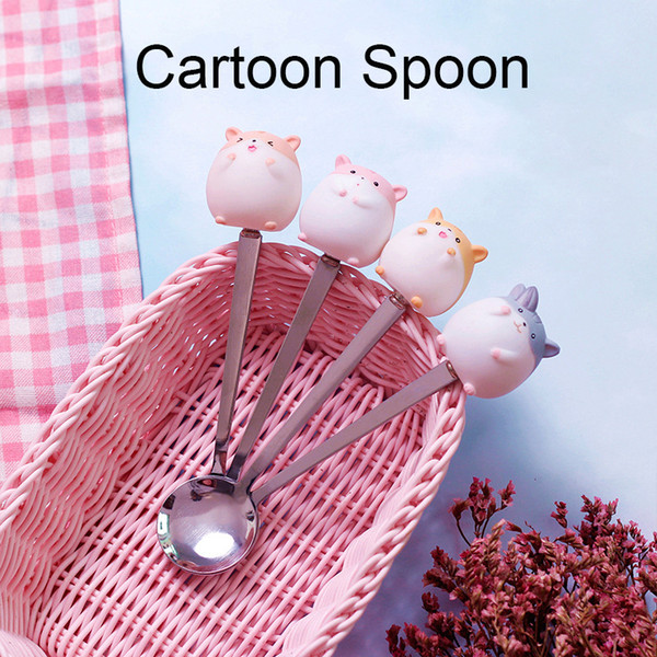 Cartoon Knife And Spoon,Cartoon Animal Tableware,Hamster,Pig,Rabbit,Bear,Creative Anti-ironing Suit,Daily Dinner Supplies,