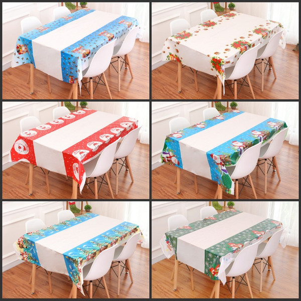 Waterproof PVC Disposable Christmas Tablecloth Plastic Rectangle Table Cloth Hotel Home Party Supplies Decoration Hot Sale 2 5yw hh