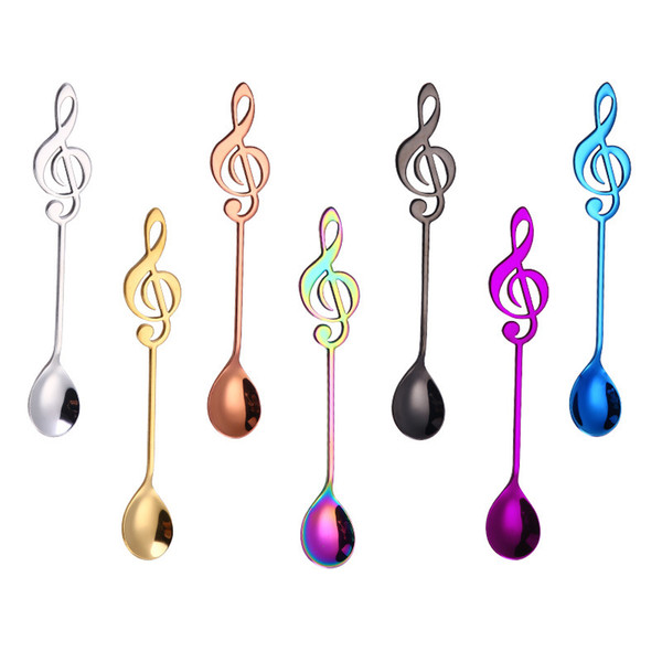 Musical Note Coffee Spoon Stainless Steel Stirring Spoon Small Ice Cream Dessert Scoop Teaspoon