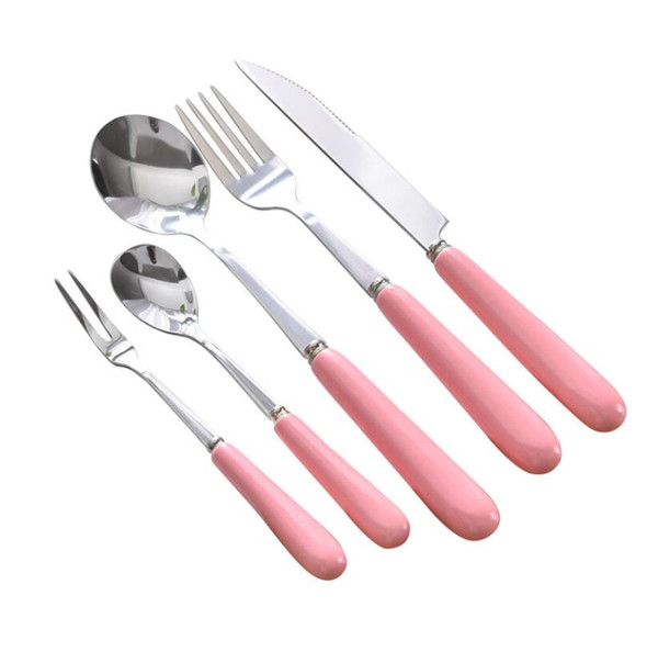 (Hotel Supplies High Quality Tableware Candy colors Western Cutlery Stainless Steel Cutlery Steak Cutlery Coffee Spoon Set Wholesale