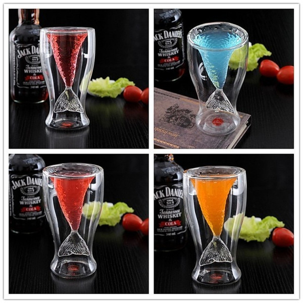 Mermaid Juice Cup Double-deck Transparent Glass Heat Insulation Cup Home Furnishing Fashion Personality Red Wine Glass Gift Wine Glass