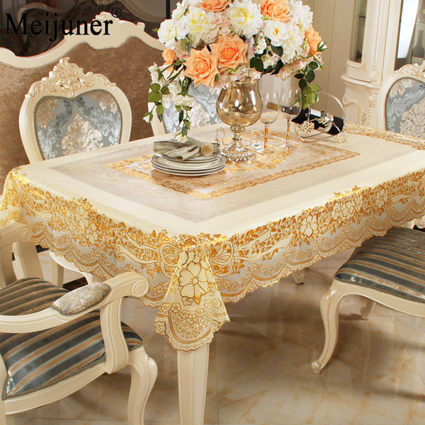 Meijuner Fashion Hot Sale High-grade Bronzing European Plastic PVC Waterproof Anti-corrosion Anti-oil Table cloth 137X182cm Tablecloth