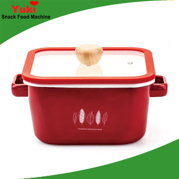 Enamel pot red square stew pot 20CM thickening enamel flat soup pot 3.7L big capacity for 3-5 person