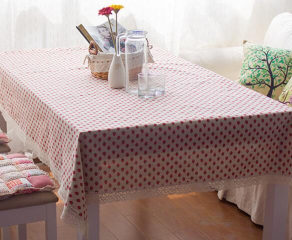 Cotton And Linen Mattress Tablecloth Fresh Pastoral Strawberry Tablecloth Coffee Table Cloth Multi-use Towel Refrigerator Cabinet Cover