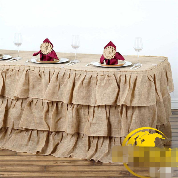 Pastoral Wind Flax Tablecloth Hotel Meeting Wedding Banquet Table Skirts Pure Color Hotel Supplies Durable High Quality 38kq ff