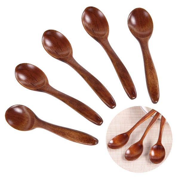 High quality 5PCS/lot environmental and low-carbon Wooden Spoon Bamboo Kitchen Cooking Utensil Tool Soup Teaspoon Catering