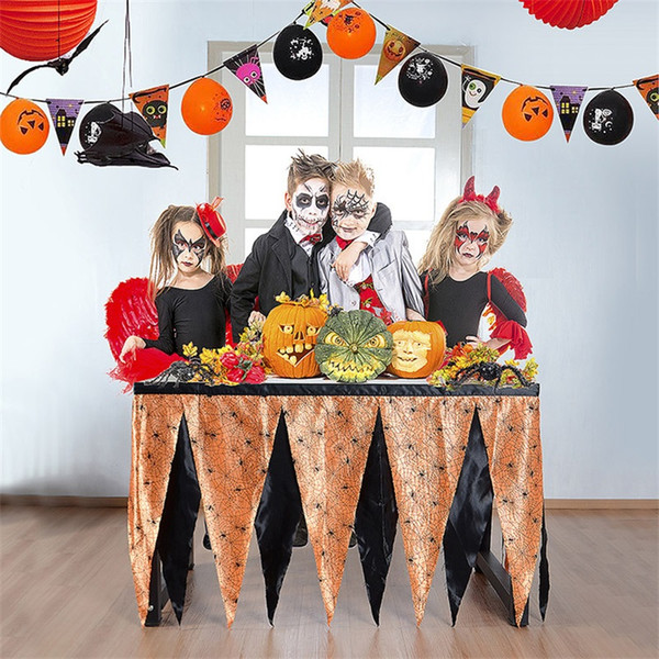 Halloween Spider Web Triangle Tablecloth Ghosts European Theme Party Two Color Table Skirt Festival Supplies Hot Sale 42hb ff