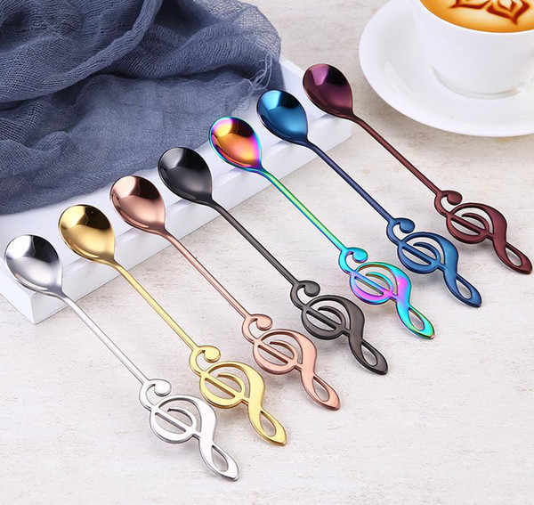 Musical Note Coffee Spoon Stainless Steel Stirring Spoon Small Ice Cream Dessert Scoop Teaspoon