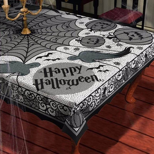 Black Lace tablecloth Spider web ghost pumpkin Table clothes Halloween party decoration haunted Shooting props home decoration