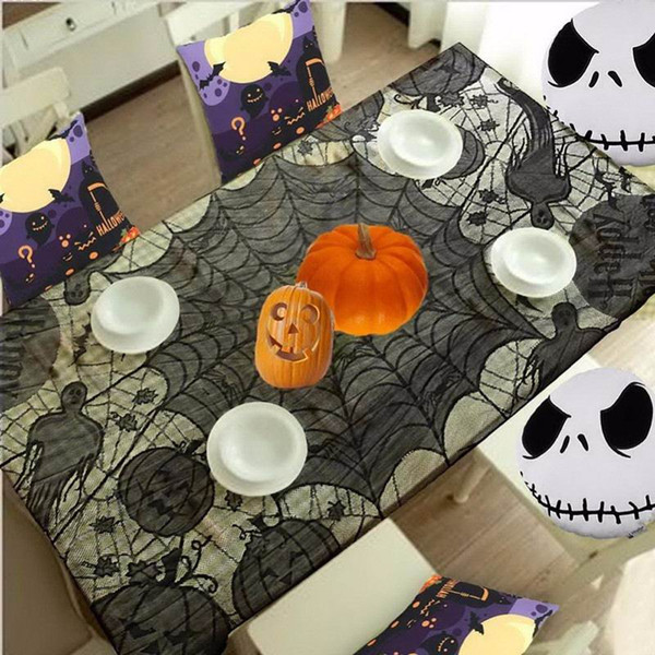 10PCS Black Lace tablecloth Spider web ghost pumpkin Table clothes Halloween party decoration haunted Shooting props home decoration