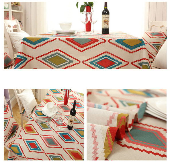 Best selling modern simple polyester cotton thick printed tablecloth coffee table dining table geometric dust tablecloth