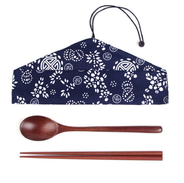 Chopsticks Spoon Set Tableware Bag Set Portable Chinese Style Wood Chopsticks set for Picnic Travel