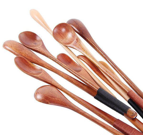 Wooden Coffee Stirring Spoon Eco-friendly Honey Spoons Long Handle Coffee Spoon Kitchen Cooking Teaspoon Tableware set