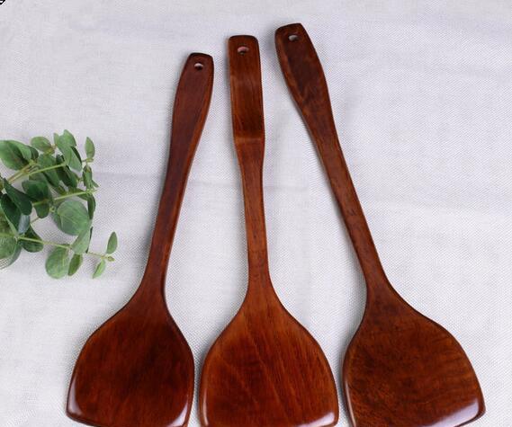Bar Flatware hot Natural Wood Turners With Long Handle Not Stickt Pot Cook Frying Egg Steak Fish Cooking Utensils Kitchen Accessories