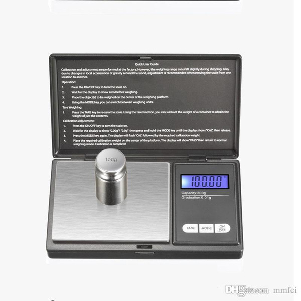 500g x 0.1g Portable Mini Electronic Digital Scales Pocket Case Postal Kitchen Jewelry Weight Balanca Digital Scale 200g/0.01g.