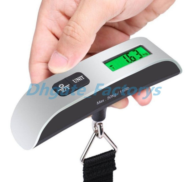 50kg Capacity Mini Digital Luggage Scale Hand Held LCD Electronic Scale Electronic Hanging Scale Thermometer Weighing Device