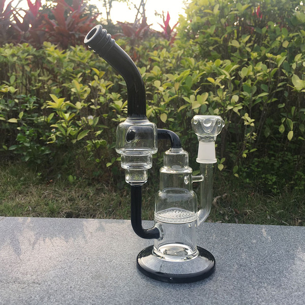 glass oil pipes for smoking manufacturer direct sale, 10.62inch 5mm thick transparent glass black Beaker Base black glass bong interface