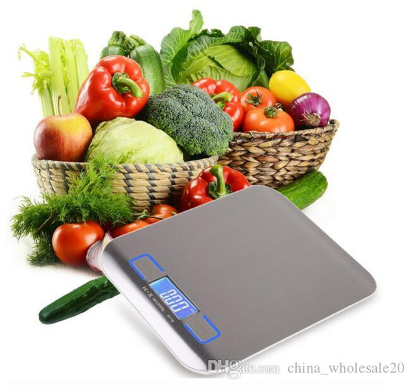 Free shipping 5000g/1g Digital Kitchen Scales Cooking Measure Tools Stainless Steel Electronic Weight LCD Electronic Bench Weight Scale Libr