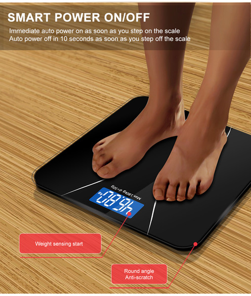 Bathroom Floor Body Scale Glass Smart Household Electronic Digital Weight Balance Bariatric LCD Display 180KG/50G