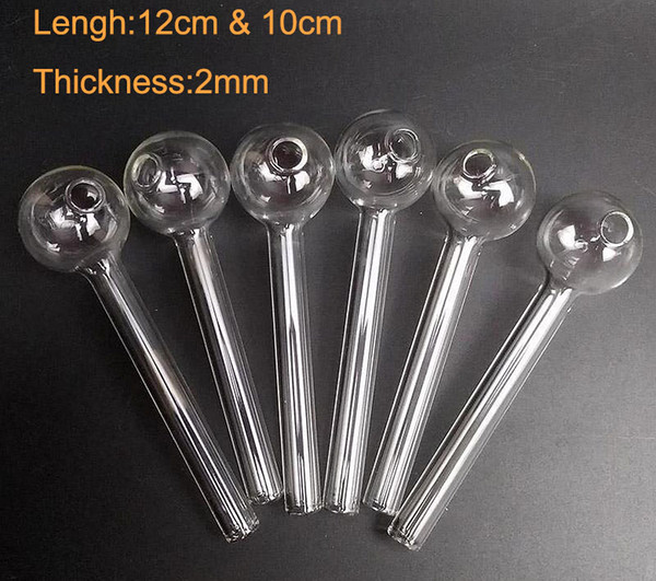 Glass Oil Burner Pipes Clear 12 cm 10 cm Straight Tube for Water Smoking Pipe Oil Rig Hookah Glass Bongs Clear Pyrex Pipe