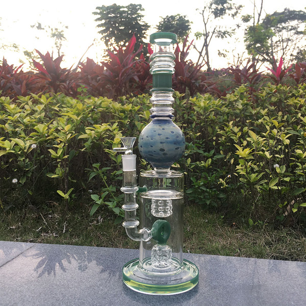 glass oil pipes for smoking manufacturer direct sale 16.14inch Transparent water pipes percolator green Beaker Base can be delivered quickly