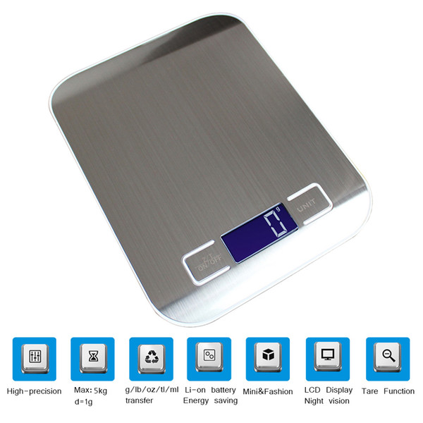 Touch Sleek Tempered Glass Platform Precision Digital Kitchen Food Scale New