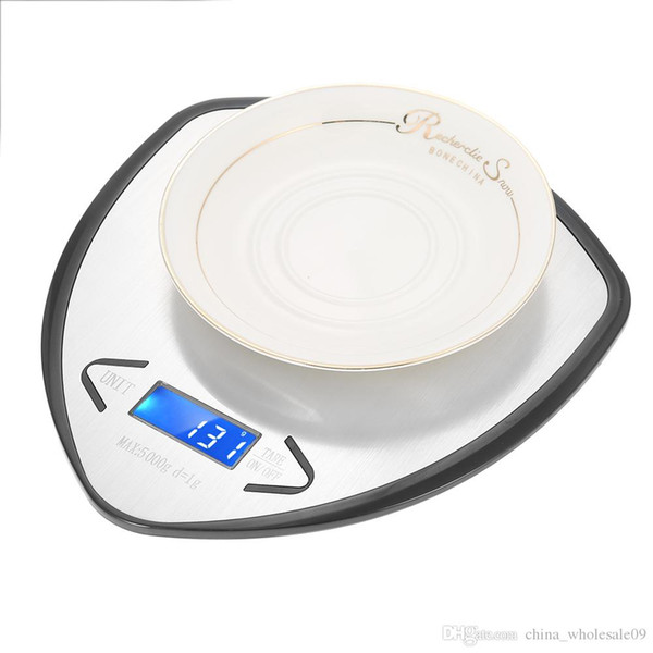 5KG/1g LED Backlight Digital Kitchen Scale Multifunction Food Scale G/LB/OZ Stainless Steel Weight Balance Tare Function Scale