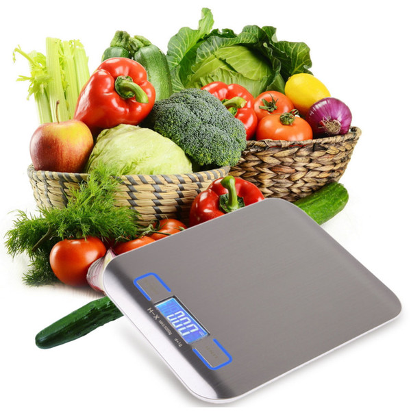 11 LB/5000g High Precision Electronic Kitchen Scales Digital Food Scale Stainless Steel Weight Scale Measuring Tools Libra