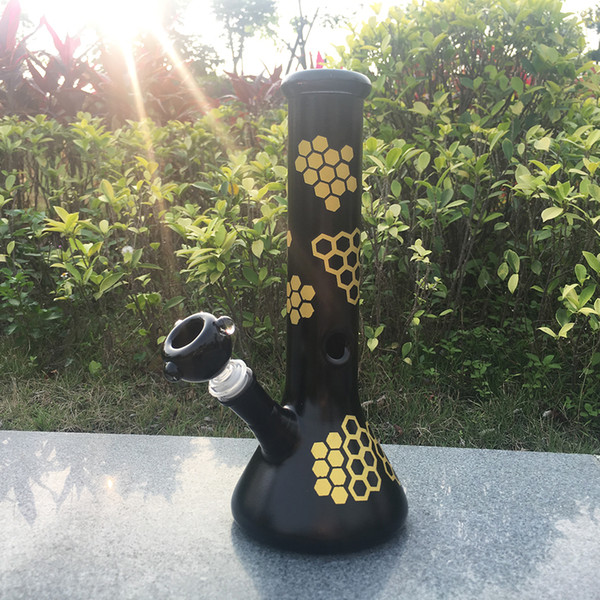 glass oil pipes for smoking manufacturer direct sale, 9.84inch black glass pipe ,glass bongs free shipping,Golden pattern