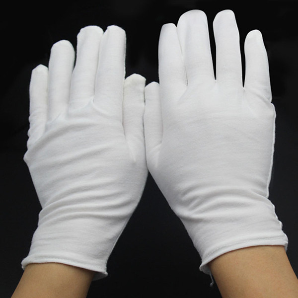 1 Pair Useful White Cotton Gloves For Housework Workers With Knits For Safely Security Working Labor Free Shipping